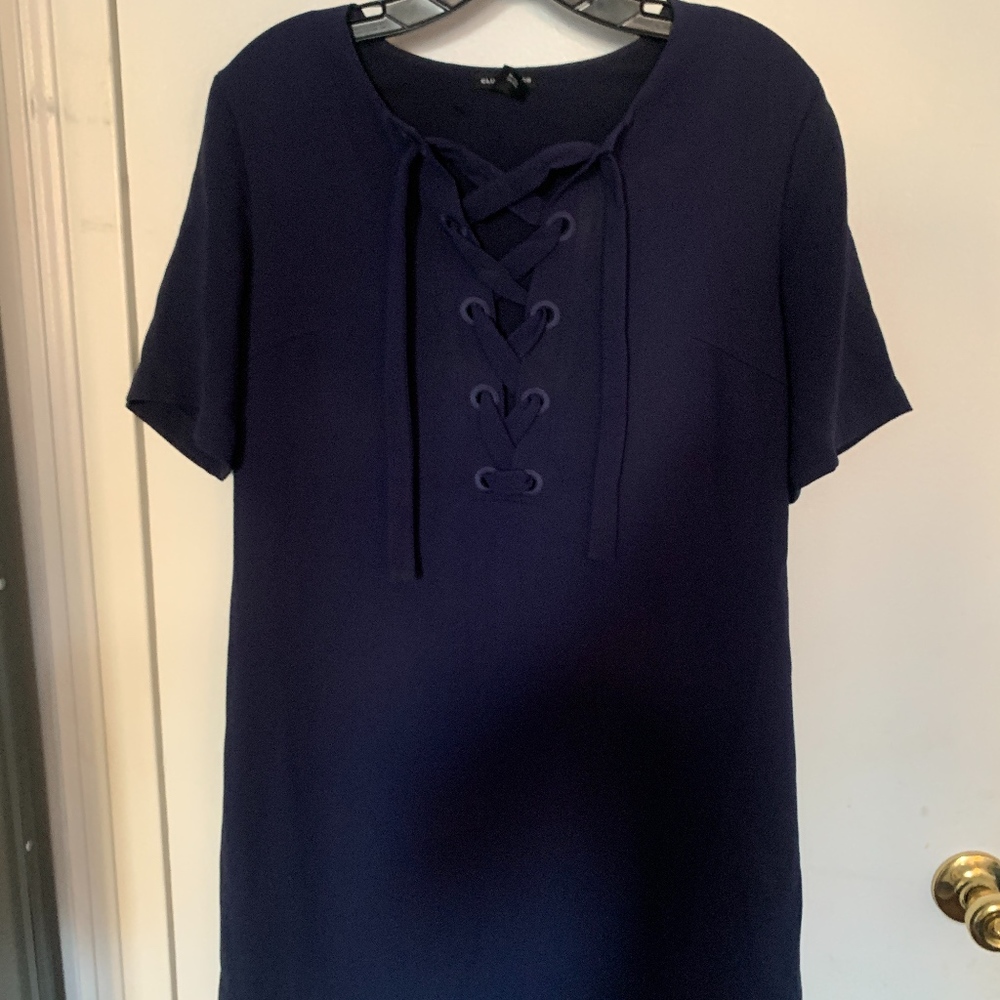 Club Monaco Navy Lace Up Dress 4